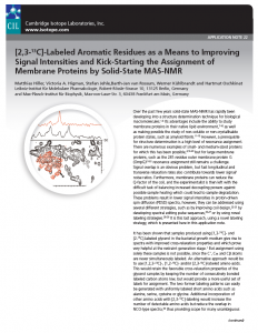 [2,3-13C]-Labeled Aromatic Residues as a Means to Improving Signal Intensities and Kick-Starting the Assignments (Application Note 22)